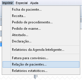 Relação de pacientes Relação de pacientes